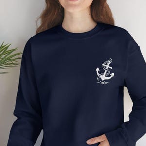 Embroidered Anchor Sweatshirt Navy Nautical Shirt Sailor Preppy Coastal Granddaughter Sweater Old Money Crewneck Gift for Ocean Lovers