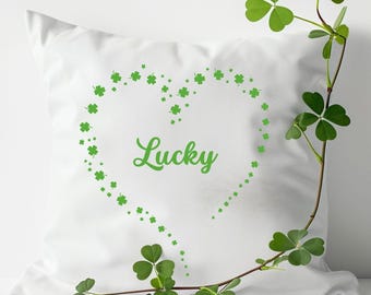 Almohada del día de San Patricio con forma de corazón de trébol, regalo de la suerte para el día de San Patricio, trébol de cuatro hojas, regalos irlandeses, orgullo irlandés, decoración única para el día de San Patricio