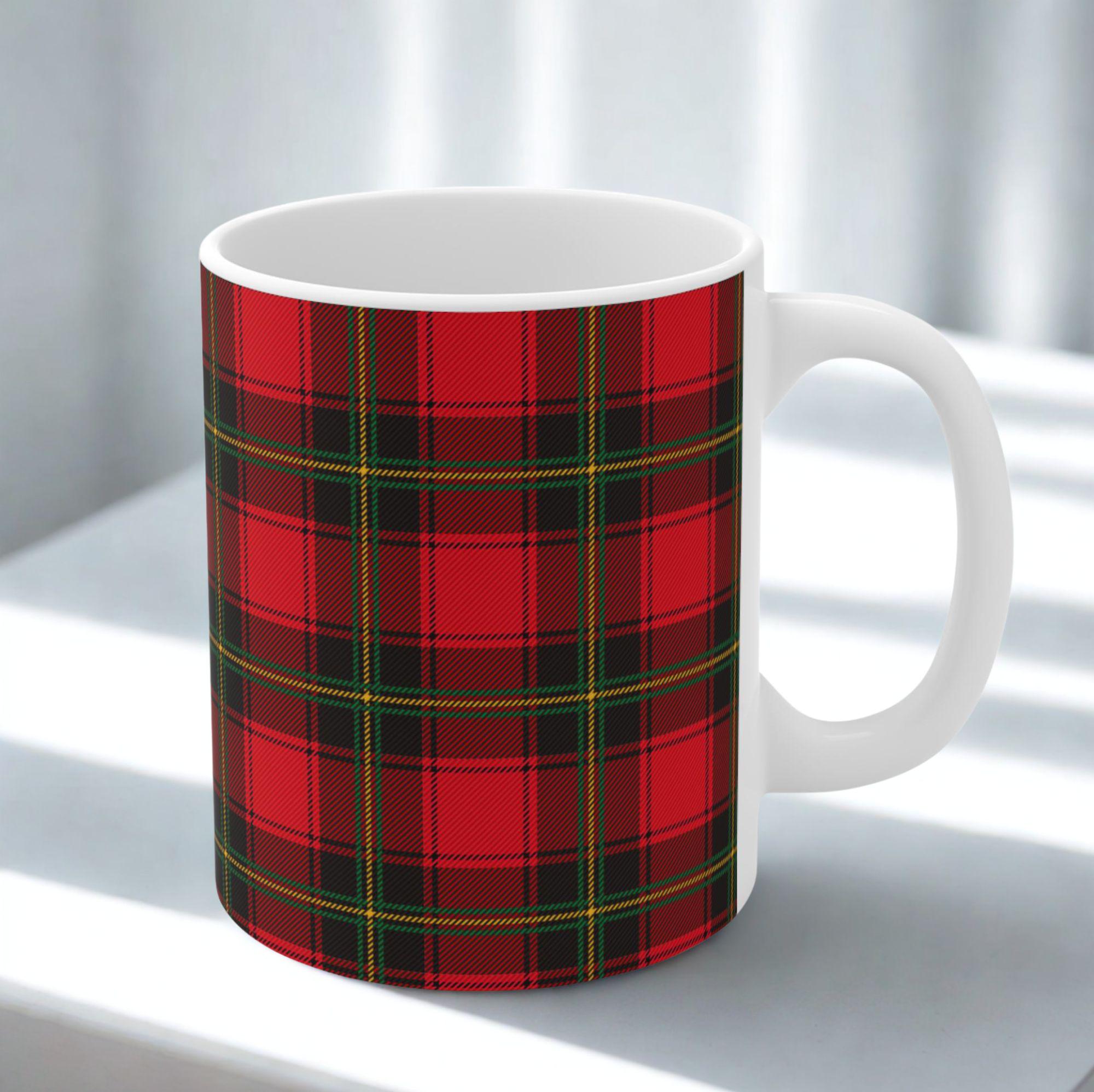 チェック柄マグカップ レッドタータンチェック クリスマスコーヒー