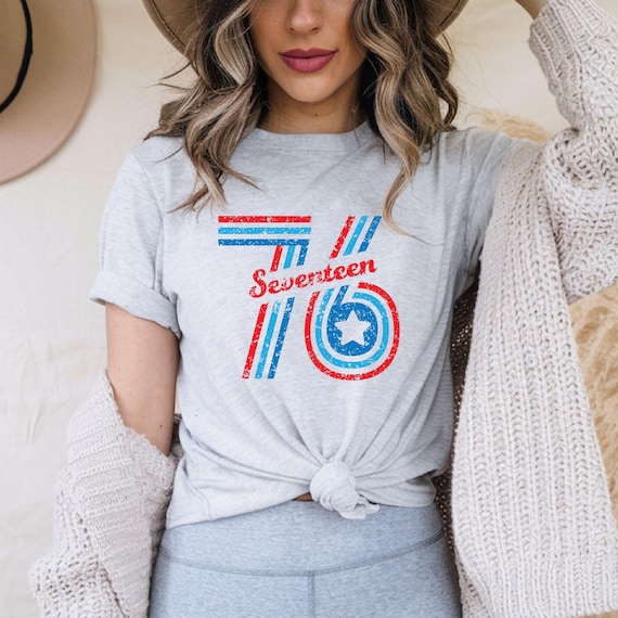 4th of July Shirt Patriotic TShirt for Women 1776 T-Shirt USA Tee American  Flag Independence Day Shirt Summer Top Trendy Red White and Blue
