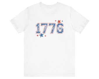 1776 Amerikanischer Patriot Unisex T-Shirt, USA Unabhängigkeitstag Shirt, Patriotisches 4. Juli Top, Liberty Tshirt, Rot Weiß Blau Bekleidung