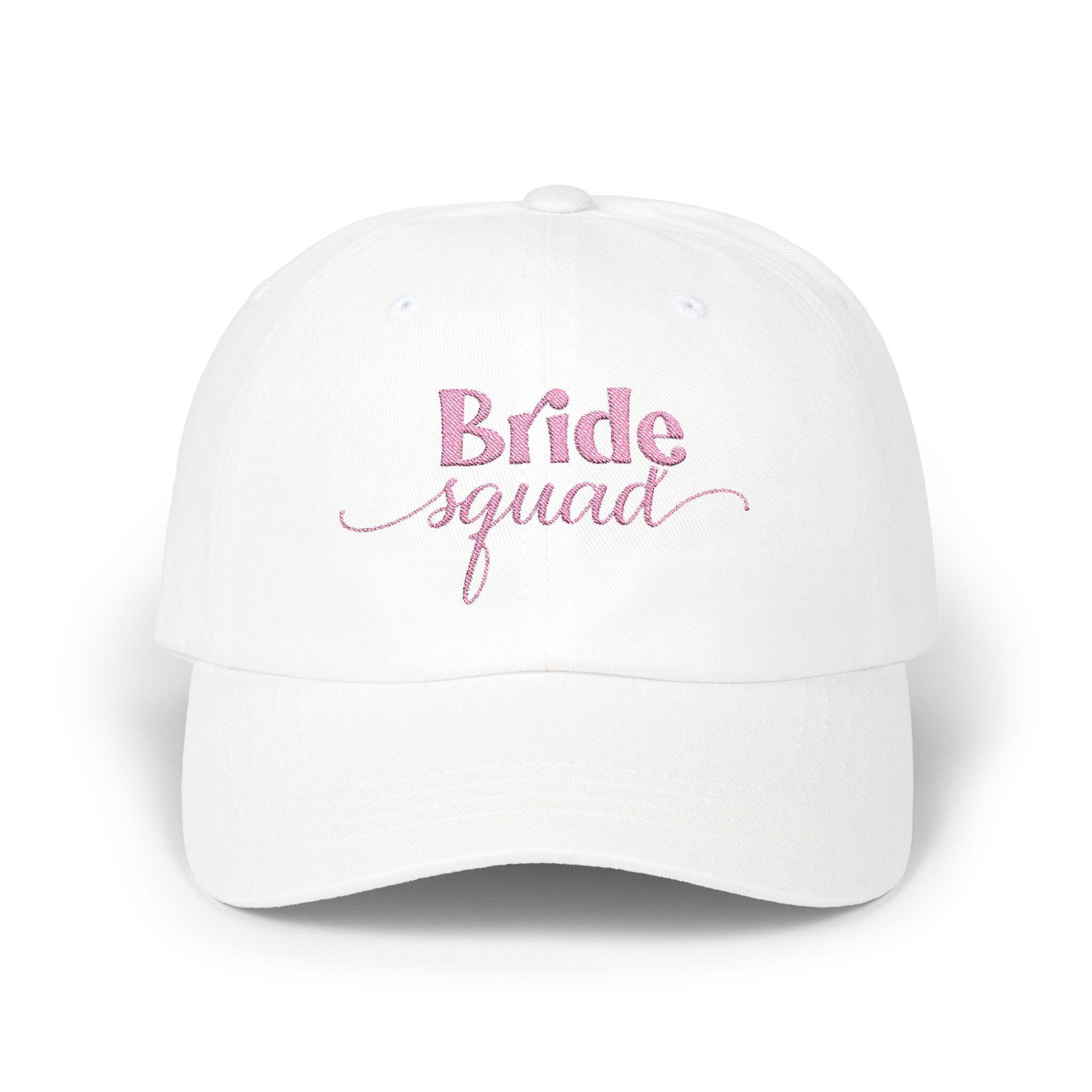 SET OF 7 white hat cap BRIDE SQUAD bachelorette bridesmaid gift bridal wedding Custom Bride Team Hat Date Embroidered Hat Bachelorette Cap  main image 2