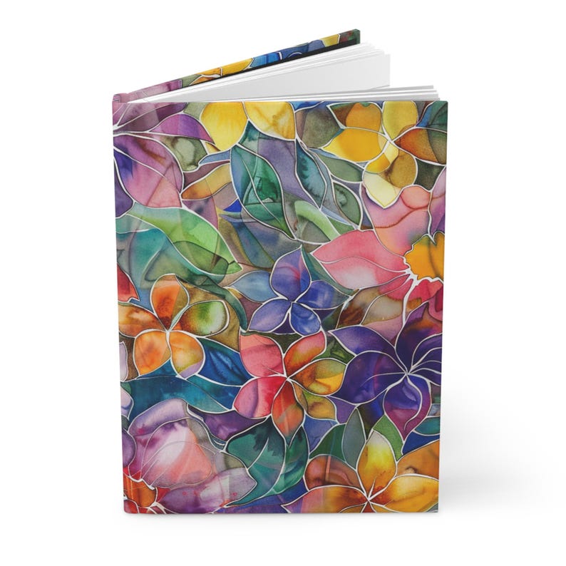 Botanical Journal Journaling Gift for Writer Floral Notebook Stained Glass Flowers Note Book for Women Hardcover Diary Poetry Writing Gift image 5