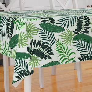Tropical Palm Leaves Theme Premium Fabric Tablecloth Dining Tablecloth Patio Tablecloth Runner Housewarming Gift Home Decoration