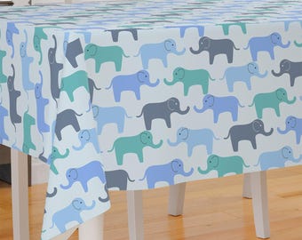 Cute Elephants Theme Design Premium Fabric Tablecloth Dining Tablecloth Patio Tablecloth Runner Housewarming Gift Home Decoration