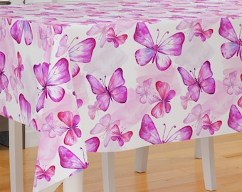 Watercolor Butterflies Theme Premium Fabric Tablecloth Dining Tablecloth Patio Tablecloth Runner Housewarming Gift Home Decoration