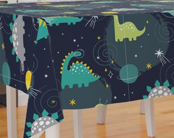 Baby Dinosaurs In Space Design Premium Fabric Tablecloth Dining Tablecloth Patio Tablecloth Runner Housewarming Gift Home Decoration