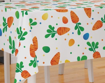 Easter Carrots And Eggs Design Premium Fabric Tablecloth Dining Tablecloth Patio Tablecloth Runner Housewarming Gift Home Decoration