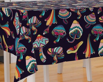 Colorful Mushroom Theme Design Premium Fabric Tablecloth Dining Tablecloth Patio Tablecloth Runner Housewarming Gift Home Decoration