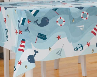 Adorable Beach Theme Design Premium Fabric Tablecloth Dining Tablecloth Patio Tablecloth Runner Housewarming Gift Home Decoration