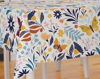 Botanical Garden Theme Design Premium Fabric Tablecloth Dining Tablecloth Patio Tablecloth Runner Housewarming Gift Home Decoration