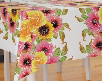 Elegant Camelia Flower Theme Design Premium Fabric Tablecloth Dining Tablecloth Patio Tablecloth Runner Housewarming Gift Home Decoration