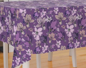 Poisonous Purple Flower Theme Design Premium Fabric Tablecloth Dining Tablecloth Patio Tablecloth Runner Housewarming Gift Home Decoration