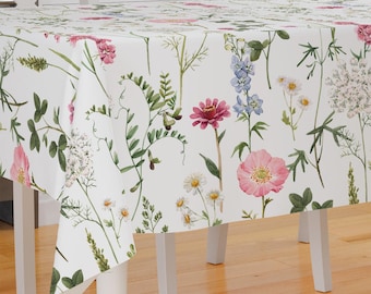 Vintage Wildflower Theme Design Premium Fabric Tablecloth Dining Tablecloth Patio Tablecloth Runner Housewarming Gift Home Decoration