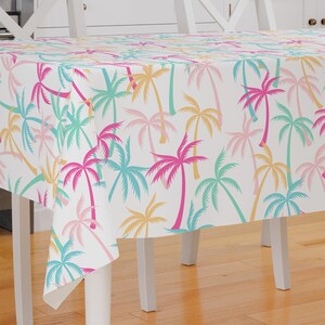 Colorful Palm Tree Theme Design Premium Fabric Tablecloth Dining Tablecloth Patio Tablecloth Runner Housewarming Gift Home Decoration