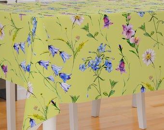 Watercolor Purple Flower Design Premium Fabric Tablecloth Dining Tablecloth Patio Tablecloth Runner Housewarming Gift Home Decoration