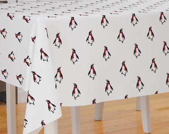 Christmas Penguin Theme Design Premium Fabric Tablecloth Dining Tablecloth Patio Tablecloth Runner Housewarming Gift Home Decoration
