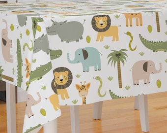 Baby Safari Animal Theme Design Premium Fabric Tablecloth Dining Tablecloth Patio Tablecloth Runner Housewarming Gift Home Decoration