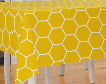 Geometric Honeycomb Pattern Theme Premium Fabric Tablecloth Dining Tablecloth Patio Tablecloth Runner Housewarming Gift Home Decoration