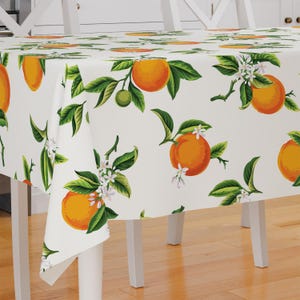 Toalha de mesa de tecido premium com tema de frutas laranja, toalha de mesa de jantar, toalha de mesa para pátio, presente de inauguração, decoração para casa