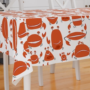 Funny Cartoon Crab Design Premium Fabric Tablecloth Dining Tablecloth Patio Tablecloth Runner Housewarming Gift Home Decoration