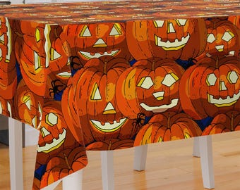 Scary Cartoon Pumpkin Theme Design Premium Fabric Tablecloth Dining Tablecloth Patio Tablecloth Runner Housewarming Gift Home Decoration