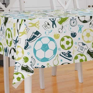 Soccer Sport Theme Premium Fabric Tablecloth Dining Tablecloth Patio Tablecloth Runner Housewarming Gift Home Decoration