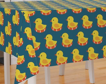 Cute Rubber Duck Theme Premium Fabric Tablecloth Dining Tablecloth Patio Tablecloth Runner Housewarming Gift Home Decoration
