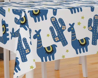 Cute Llama And Cactus Design Premium Fabric Tablecloth Dining Tablecloth Patio Tablecloth Runner Housewarming Gift Home Decoration