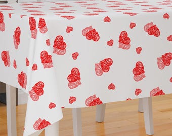 Red Hearts Theme Design Premium Fabric Tablecloth Dining Tablecloth Patio Tablecloth Runner Housewarming Gift Home Decoration
