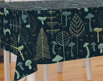 Simple Forest Trees Theme Design Premium Fabric Tablecloth Dining Tablecloth Patio Tablecloth Runner Housewarming Gift Home Decoration