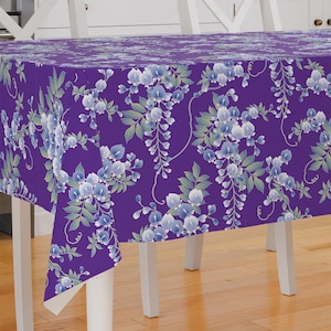 Japanese Wisteria Plant Theme Design Premium Fabric Tablecloth Dining Tablecloth Patio Tablecloth Runner Housewarming Gift Home Decoration