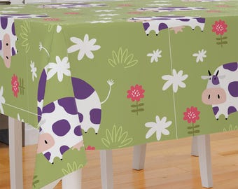 Funny Cartoon Cow Design Premium Fabric Tablecloth Dining Tablecloth Patio Tablecloth Runner Housewarming Gift Home Decoration