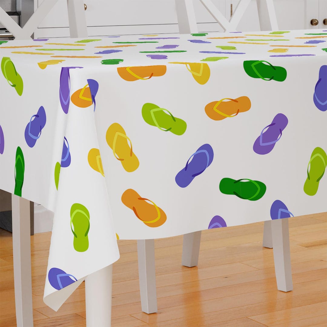 Colorful Flip Flop Design Premium Fabric Tablecloth Dining Tablecloth ...