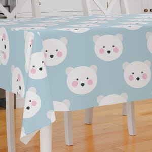 Polar Bear Face Theme Premium Fabric Tablecloth Dining Tablecloth Patio Tablecloth Runner Housewarming Gift Home Decoration