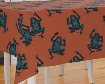 Mosaic Frog Pattern Design Premium Fabric Tablecloth Dining Tablecloth Patio Tablecloth Runner Housewarming Gift Home Decoration