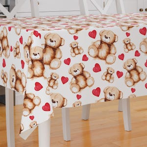 Adorable Teddy Bear Design Premium Fabric Tablecloth Dining Tablecloth Patio Tablecloth Runner Housewarming Gift Home Decoration