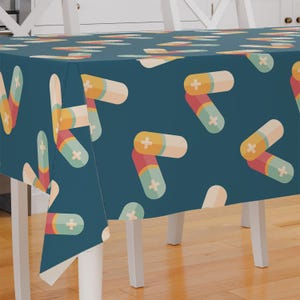 Medicine Pills Theme Premium Fabric Tablecloth Dining Tablecloth Patio Tablecloth Runner Housewarming Gift Home Decoration