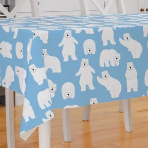 Arctic Polar Bear Theme Design Premium Fabric Tablecloth Dining Tablecloth Patio Tablecloth Runner Housewarming Gift Home Decoration