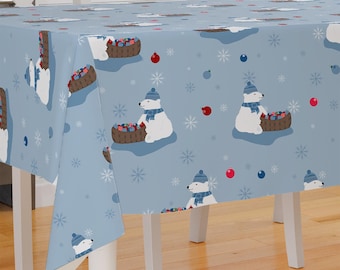 Christmas Polar Bear Theme Design Premium Fabric Tablecloth Dining Tablecloth Patio Tablecloth Runner Housewarming Gift Home Decoration