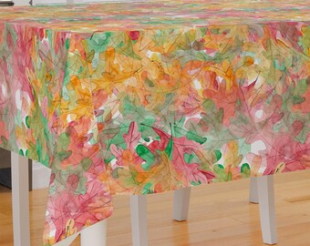 Autumn Leaves Pattern Premium Fabric Tablecloth Dining Tablecloth Patio Tablecloth Runner Housewarming Gift