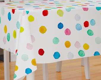 Polka Dots Theme Design Premium Fabric Tablecloth Dining Tablecloth Patio Tablecloth Runner Housewarming Gift Home Decoration