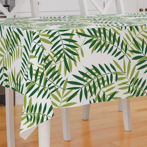 Tropical Palm Leaves Design Premium Fabric Tablecloth Dining Tablecloth Patio Tablecloth Runner Housewarming Gift Home Decoration