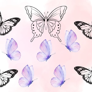 Butterfly SVG Bundle, Butterfly Clipart, Butterfly PNG, Cut File for Cricut, Silhouette, Logo, Sublimation, Black Outline