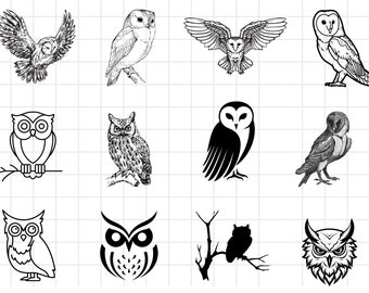Paquete de búho svg, búho clipart, búho png, búho floral svg, vector de búho, búho zentangle svg, búho mandala svg, archivo de corte de búho, descarga instantánea
