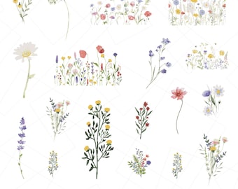 Wildflower SVG Bundle, Wildflower Clipart, Floral Silhouette SVG, Botanical Vector, Cricut Cut Files, Instant Download, Commercial Use