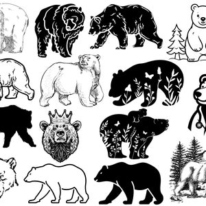 Ultimative Bär SVG-Bundle, Bär Silhouette SVG, Bär Clipart Bundle, Bärenfamilie zwar, Bärenkopf zwar, geschnitten Dateien für Cricut, Silhouette
