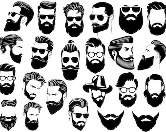 Paquete SVG de hombre de barba, paquete de imágenes prediseñadas de hombre de barba, svg de barba, svg de bigote, imágenes prediseñadas de barba, imágenes prediseñadas de cara de barba, cara de hombre de barba, descarga instantánea