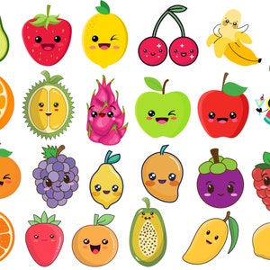 Kawaii Fruit Svg Bundle, Kawaii Fruit Clipart Bundle , Tropical Fruit Svg, happy Fruit Svg, Fruit Svg, fruits clipart, Fruits silhouette