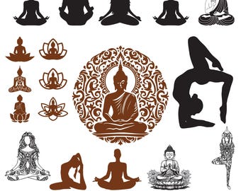 Meditazione Svg Bundle, Clipart Yoga per Cricut, Silhouette Meditazione, Vettore Meditazione, File di Taglio Meditazione, Decalcomania Spirituale, rilassante